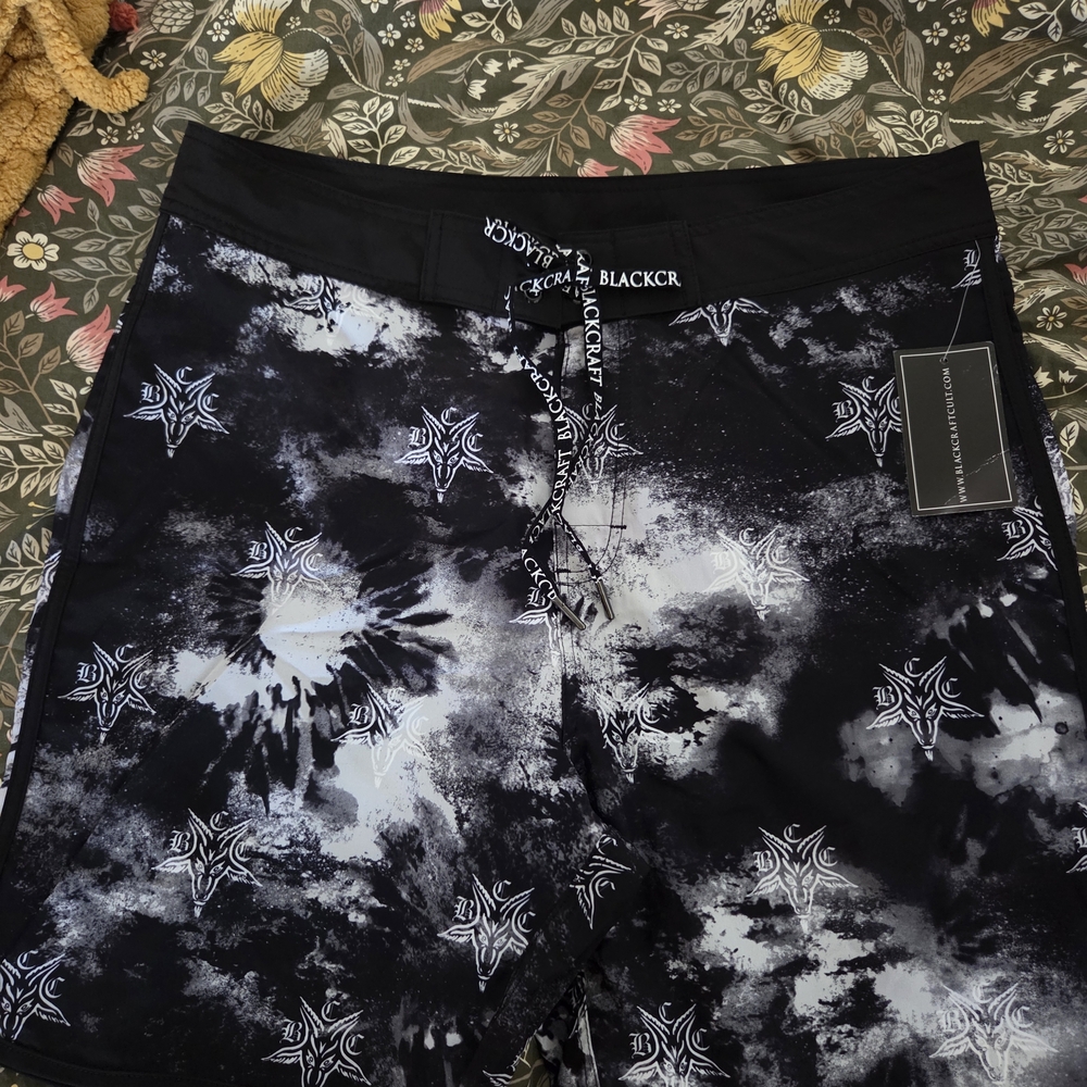 Black and White Men's Swim Board Shorts